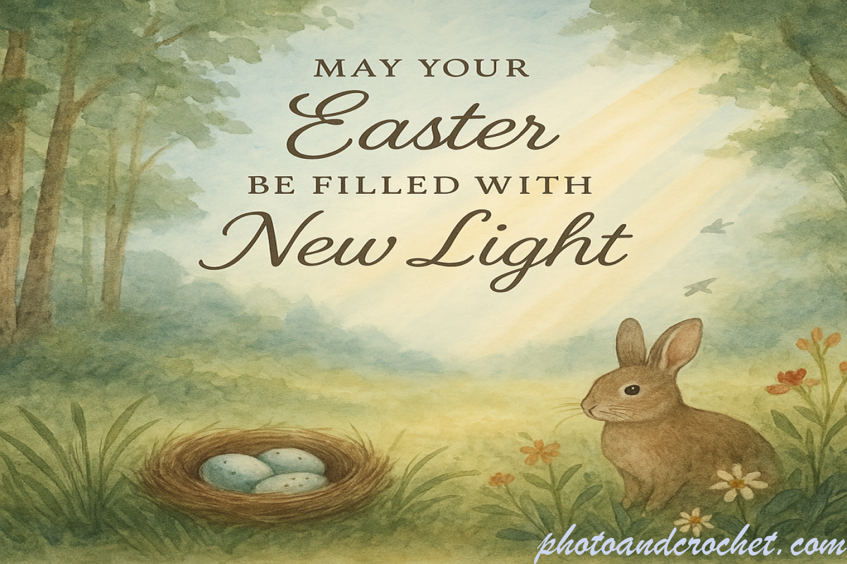 Peaceful Easter Watercolor Scene with Rabbit and Nest - Image