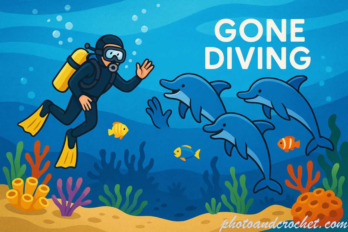 Gone Diving E-Card – Playful Encounter with Dolphins - Image