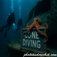 Gone Diving Wreck – Underwater E-Card with Divers and Octopus - Image