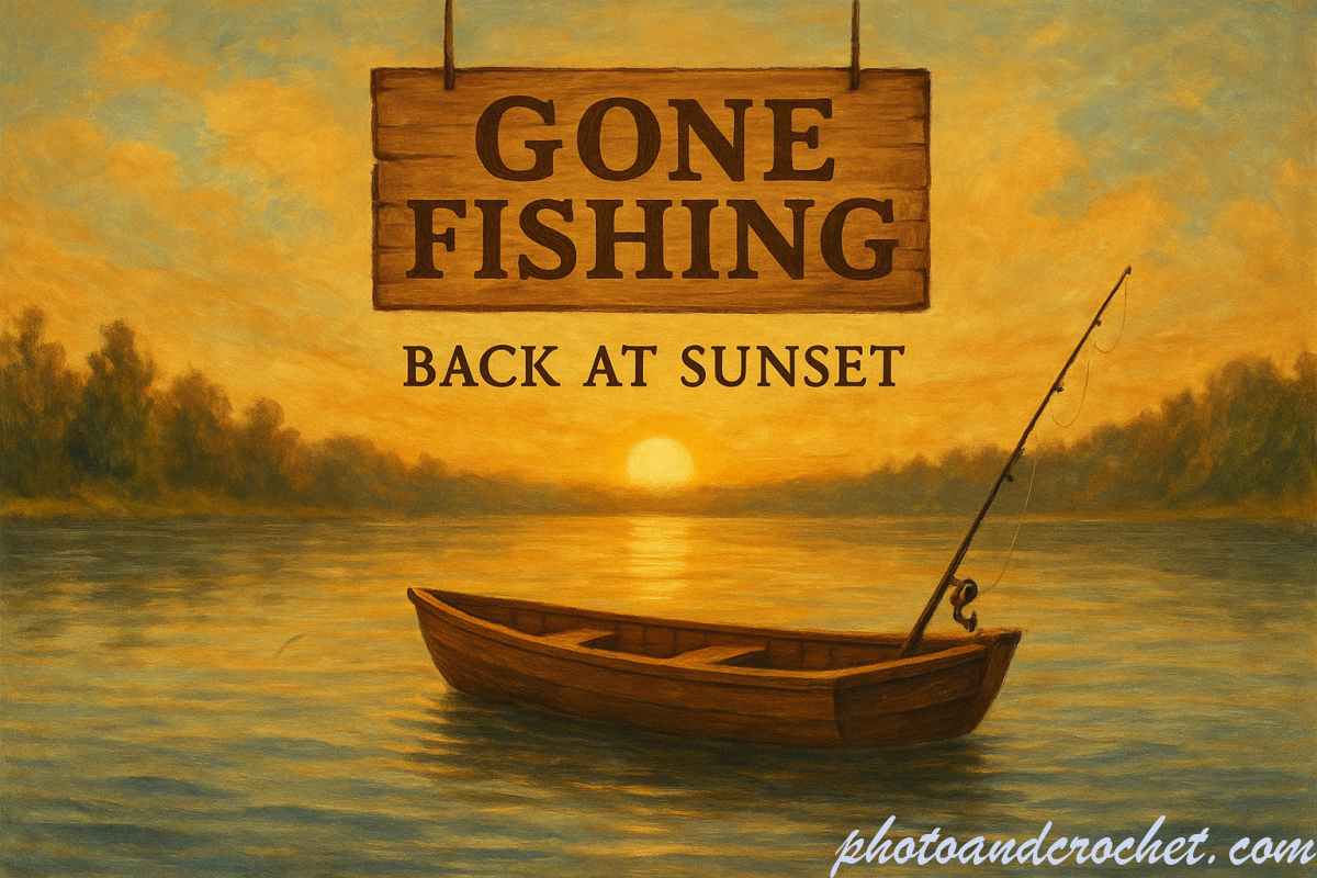 Gone Fishing E-Card – Peaceful Lake at Sunset - Image
