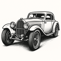 Ilustración Coche Clásico Grand Tourer Europeo