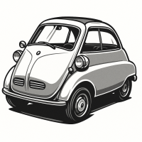 Vintage European Microcar Illustration