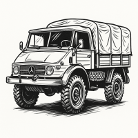 Classic Military Unimog All-Terrain Truck Illustration