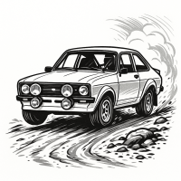 Ford Escort RS1800 Rally Car Cornering on Dirt Illustration
