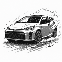 Toyota GR Yaris Rally Car Cornering on Gravel Illustration