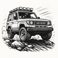 Toyota Land Cruiser 70-Series Off-Road Action Illustration