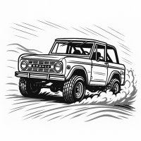 Classic Ford Bronco Desert Sand Action Illustration