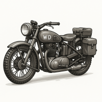 Triumph 3HW WWII Military Motorcycle Clipart