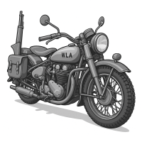 Harley-Davidson WLA WWII Military Motorcycle Clipart