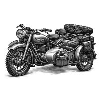 Clipart de Moto Zündapp KS 750 de la Seconde Guerre Mondiale avec Side-car