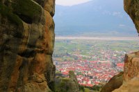 View from Holy Trinity Monastery over Kalambaka and Meteora Rocks