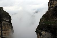 Meteora Valley Hidden by Clouds from Varlaam Monastery
